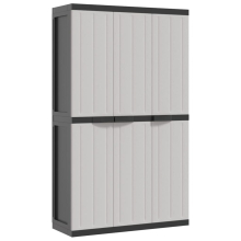 (grey and black, 97 x 37 x 165 cm) vidaXL Outdoor Storage Cabinet Terrace Patio Garden Cabinet Tool Cupboard PP
