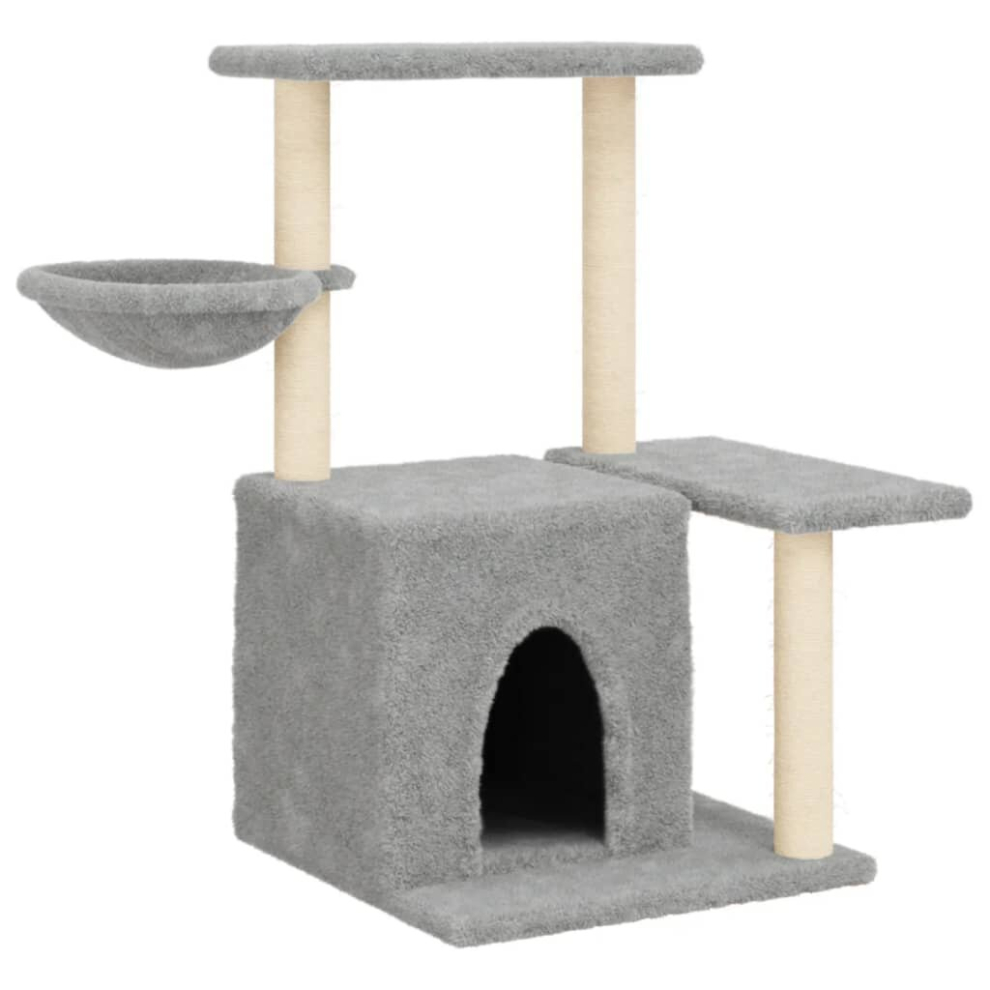 (light grey) vidaXL Cat Tree with Sisal Scratching Posts Cat Tower Pet Cat Climbing Tree