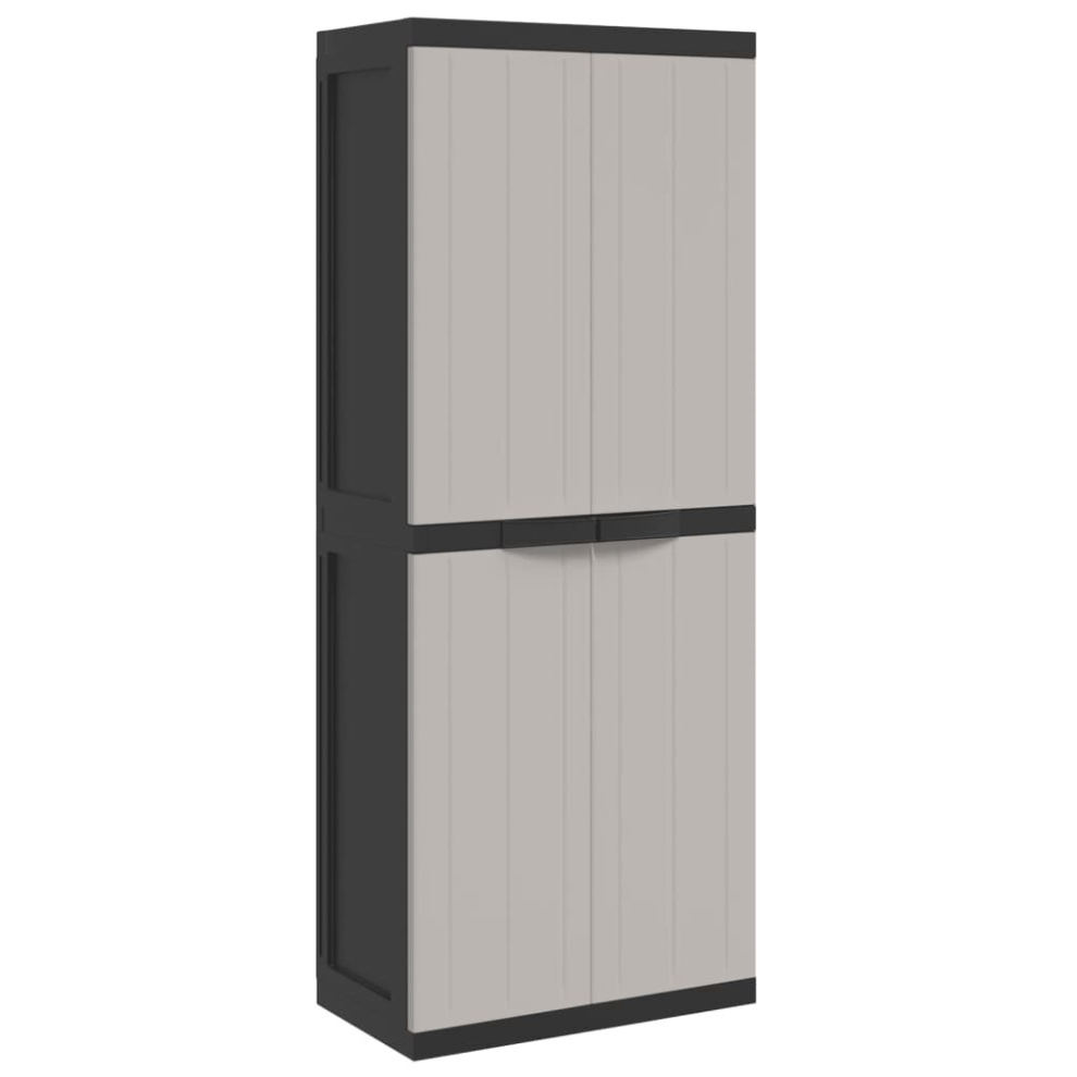 (grey and black, 65 x 37 x 165 cm (31 x 31 cm)) vidaXL Outdoor Storage Cabinet Terrace Patio Garden Cabinet Tool Cupboard PP