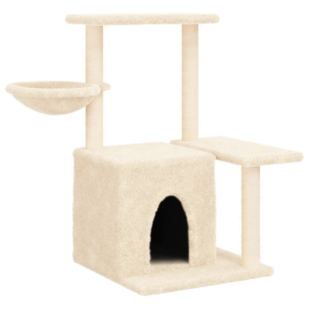 (cream) vidaXL Cat Tree with Sisal Scratching Posts Cat Tower Pet Cat Climbing Tree