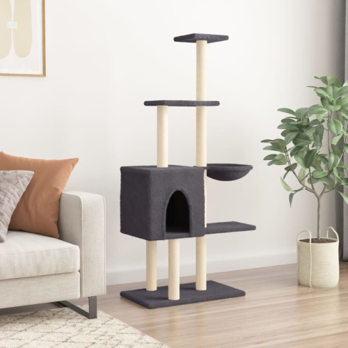 VidaXL (dark grey) vidaXL Cat Tree with Sisal Scratching Posts Cat Scratch Tower Climbing Tree 2