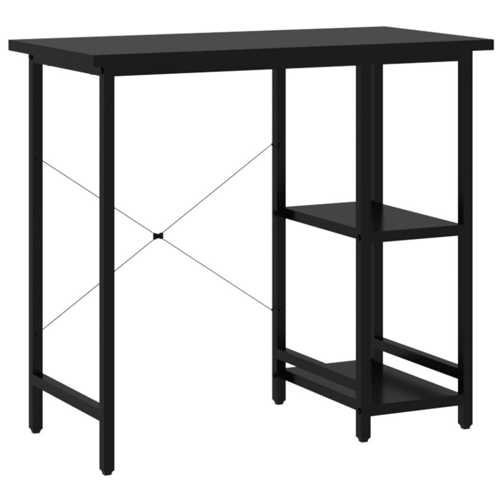 vidaXL Computer Desk Black MDF and Metal Office Study Working Side Desk Table