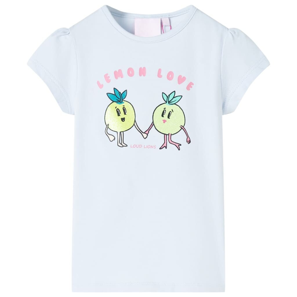 (light blue, 128) Kids' T-shirt Short Sleeves Children's T Shirt Tops Tee Cartoon Lemon Print