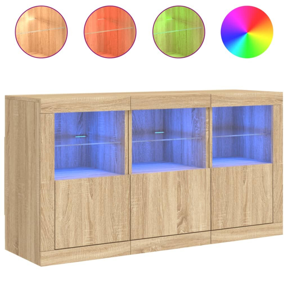 Vidaxl (Sonoma Oak) Sideboard With Led Lights Home Cupboard Side Cabinet Storage Highboard
