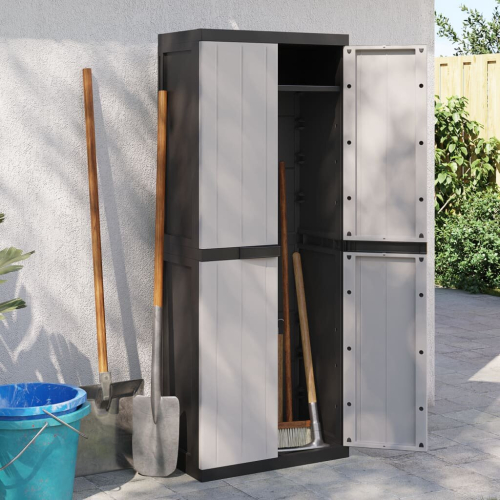 VidaXL vidaXL Gartenschrank Grau und Schwarz 65x37x165 cm PP 2