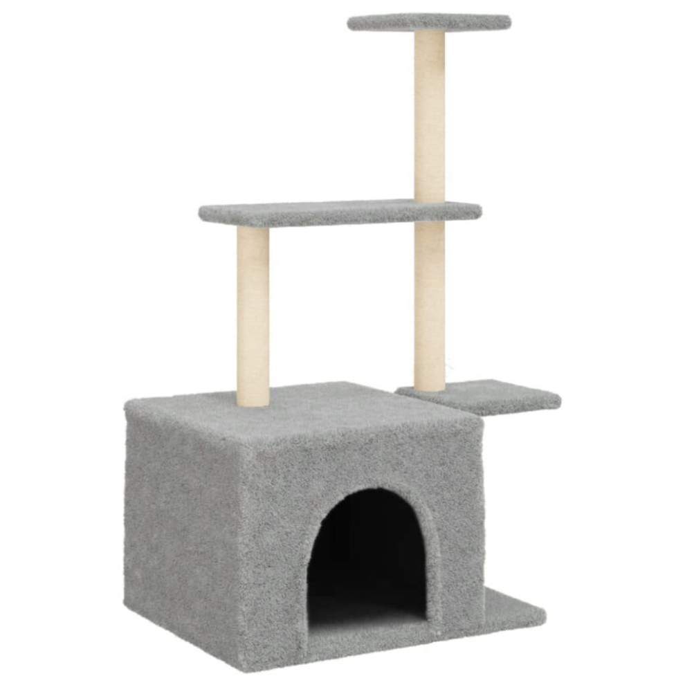 (light grey) vidaXL Cat Tree with Sisal Scratching Posts Cat Tower Pet Cat Climbing Tree