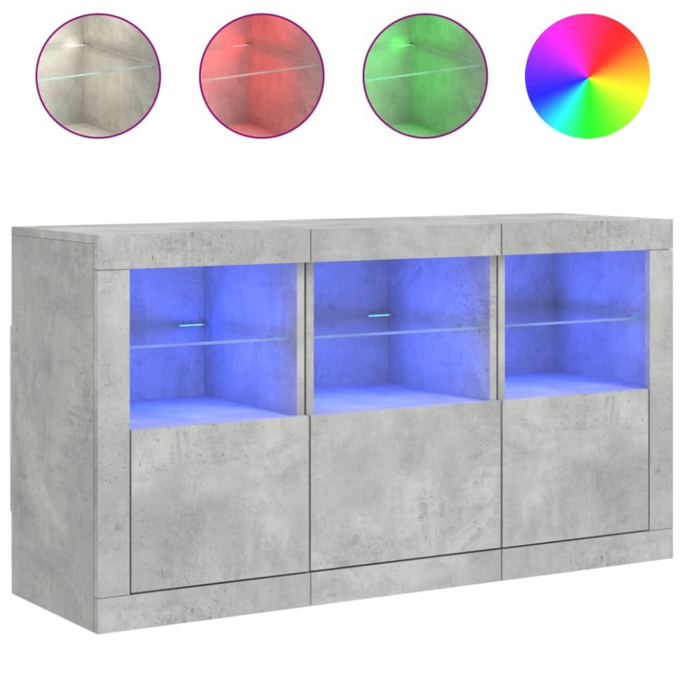 Vidaxl (Concrete Grey) Sideboard With Led Lights Home Cupboard Side Cabinet Storage Highboard
