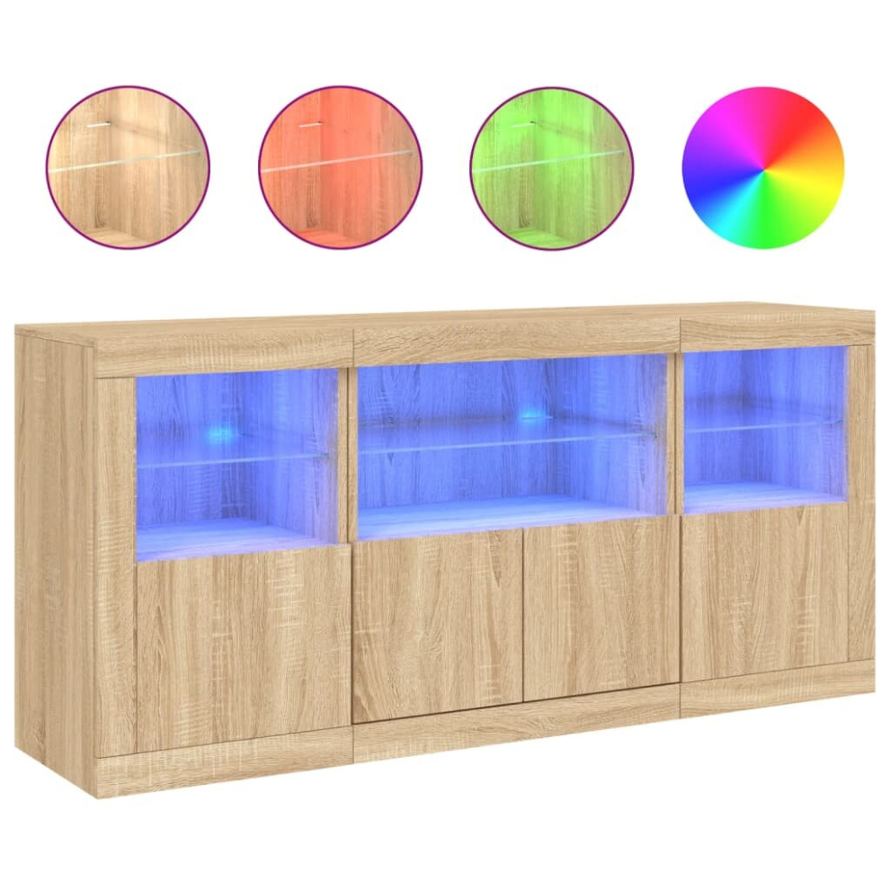 (sonoma oak) vidaXL Sideboard with LED Lights Home Cupboard Storage Side Cabinet Highboard