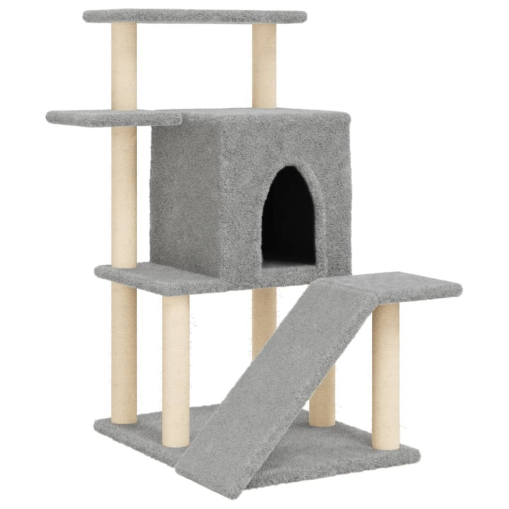 (light grey) vidaXL Cat Tree with Sisal Scratching Posts Cat Scratch Tower Climbing Tree