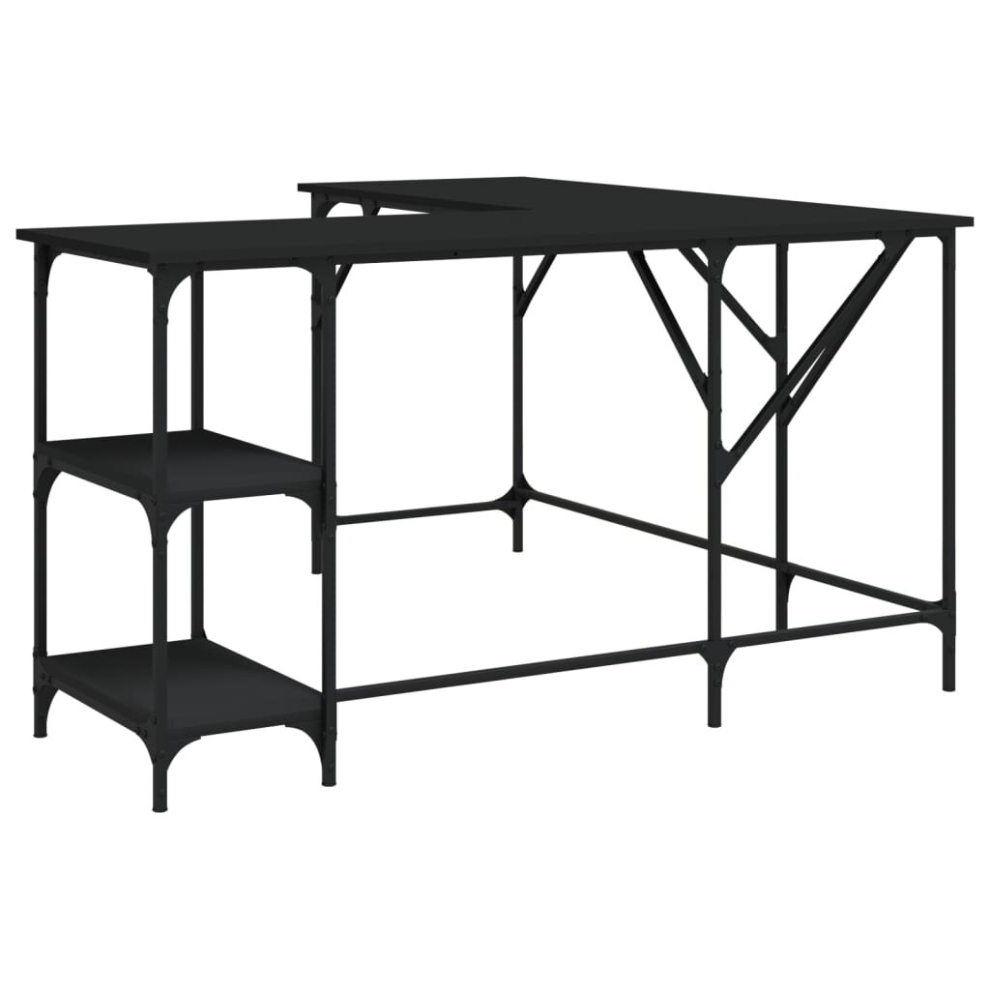 Vidaxl (Black) Desk Office Desk Computer Table Study Writing Table Engineered Wood Black