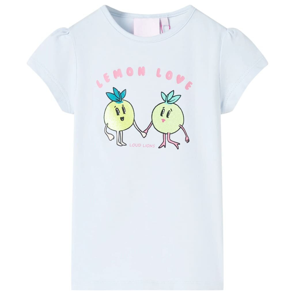 (light blue, 116) Kids' T-shirt Short Sleeves Children's T Shirt Tops Tee Cartoon Lemon Print