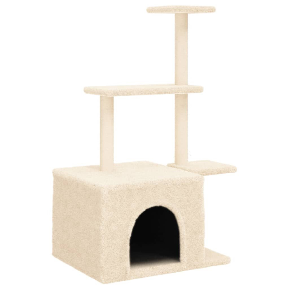 (cream) vidaXL Cat Tree with Sisal Scratching Posts Cat Tower Pet Cat Climbing Tree