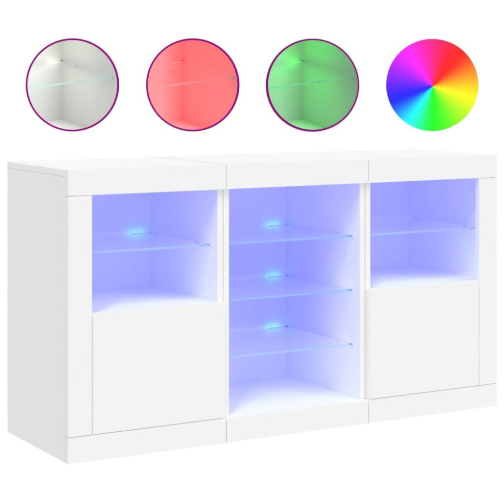 Vidaxl (White) Sideboard With Led Lights Cupboard Highboard Storage Cabinet Sonoma Oak