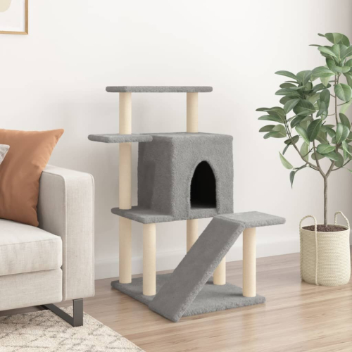 VidaXL (light grey) vidaXL Cat Tree with Sisal Scratching Posts Cat Scratch Tower Climbing Tree 2