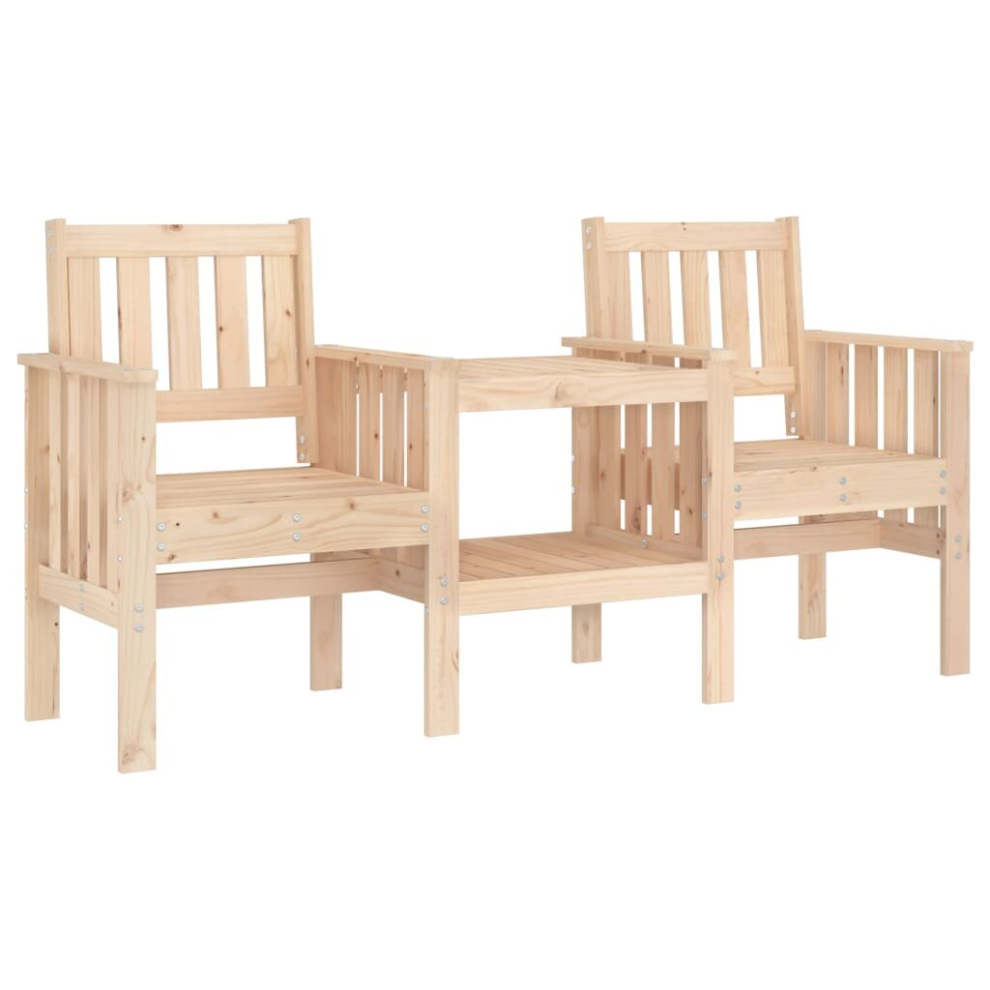 (natural pine) vidaXL Garden Bench with Table Outdoor 2-Seater Bench Chair Solid Wood Pine