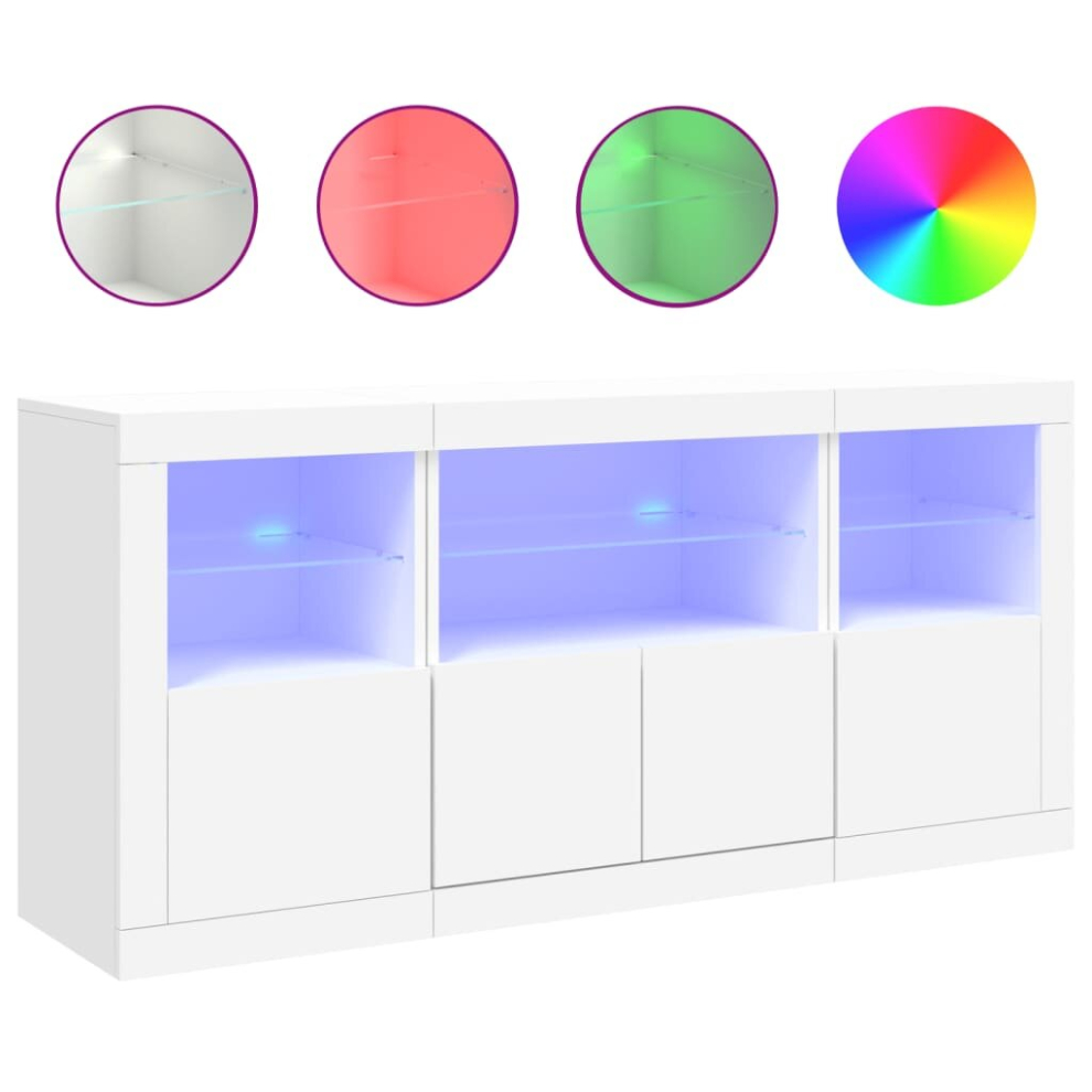 Vidaxl (White) Sideboard With Led Lights Home Cupboard Storage Side Cabinet Highboard