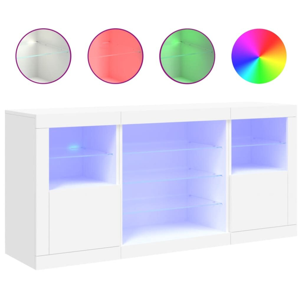 Vidaxl (White) Sideboard With Led Lights Cupboard Highboard Storage Cabinet Sonoma Oak