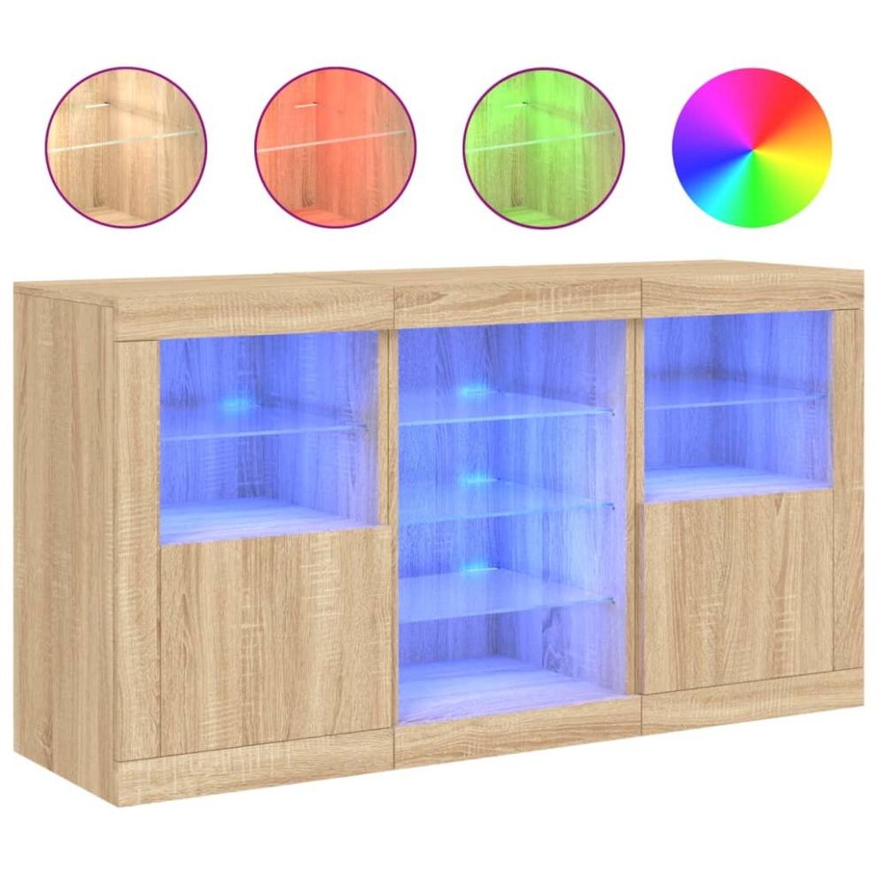 Vidaxl (Sonoma Oak) Sideboard With Led Lights Cupboard Highboard Storage Cabinet Sonoma Oak