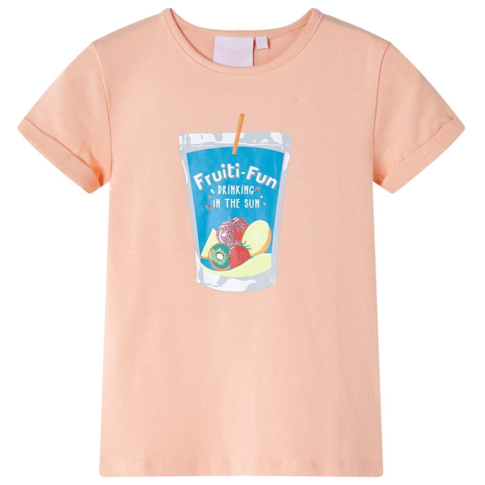 (orange, 104) Kids' T-shirt Short Sleeves Children's T Shirt Tops Tee Drinking Cup Print