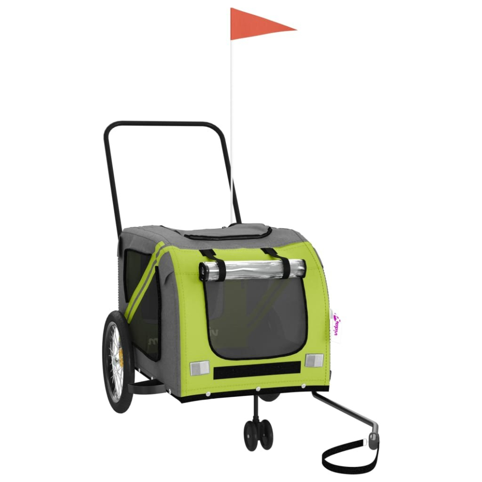 Vidaxl (Green) Dog Bike Trailer Bicycle Trailer Bike Carriage Oxford Fabric And Iron Green