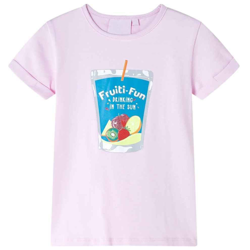 (pink, 128) Kids' T-shirt Short Sleeves Children's T Shirt Tops Tee Drinking Cup Print