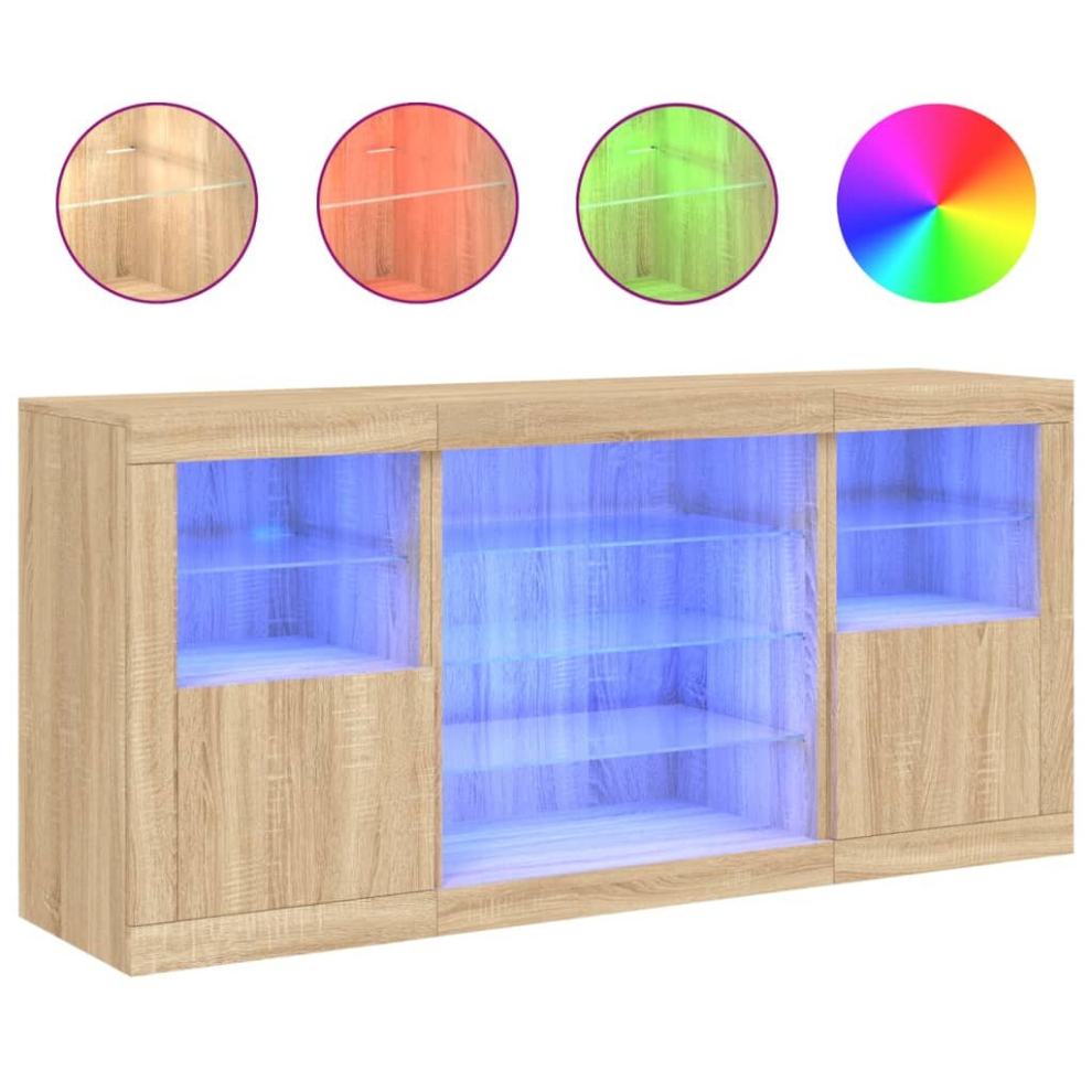 Vidaxl (Sonoma Oak) Sideboard With Led Lights Cupboard Highboard Storage Cabinet Sonoma Oak