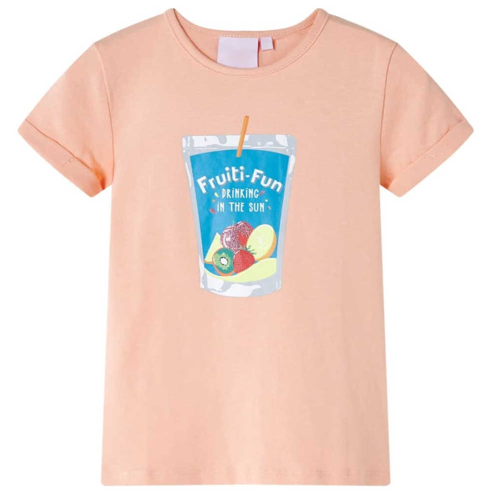 (orange, 140) Kids' T-shirt Short Sleeves Children's T Shirt Tops Tee Drinking Cup Print