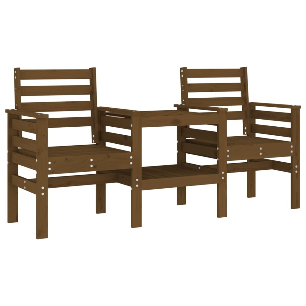 (honey brown pine) vidaXL Garden Bench with Table Outdoor 2-Seater Bench Chair Solid Wood Pine