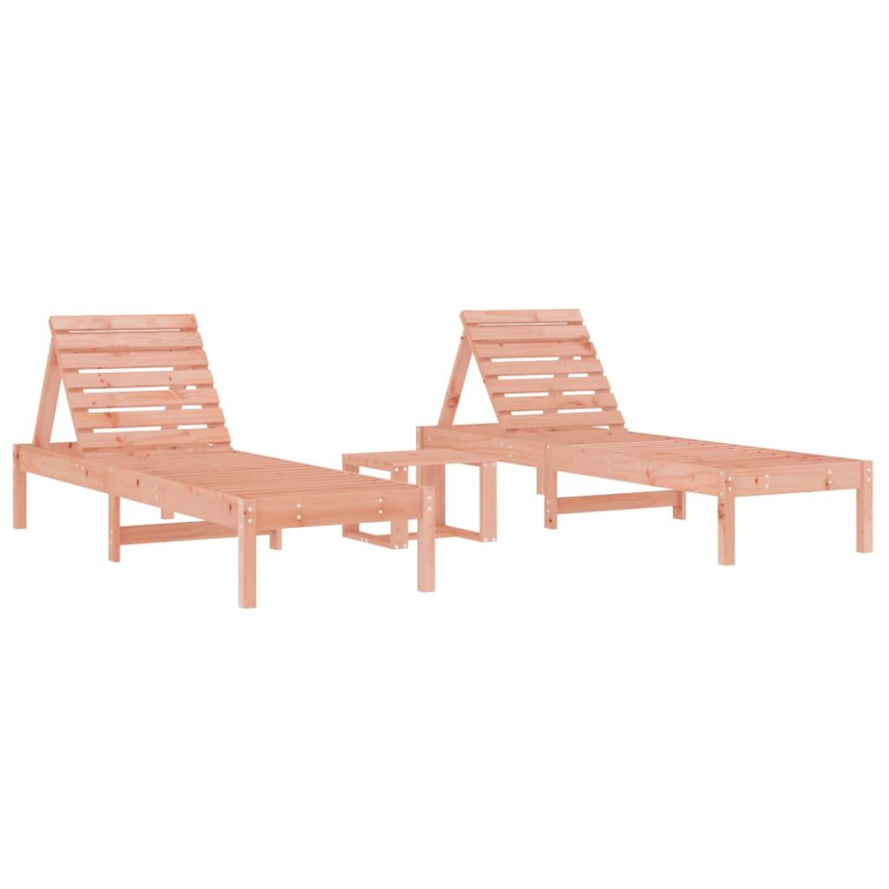 (natural douglas) vidaXL Sun Loungers with Table Sun Bed Chaise Longue 2 pcs Solid Wood Pine