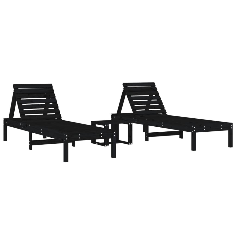 (black pine) vidaXL Sun Loungers with Table Sun Bed Chaise Longue 2 pcs Solid Wood Pine