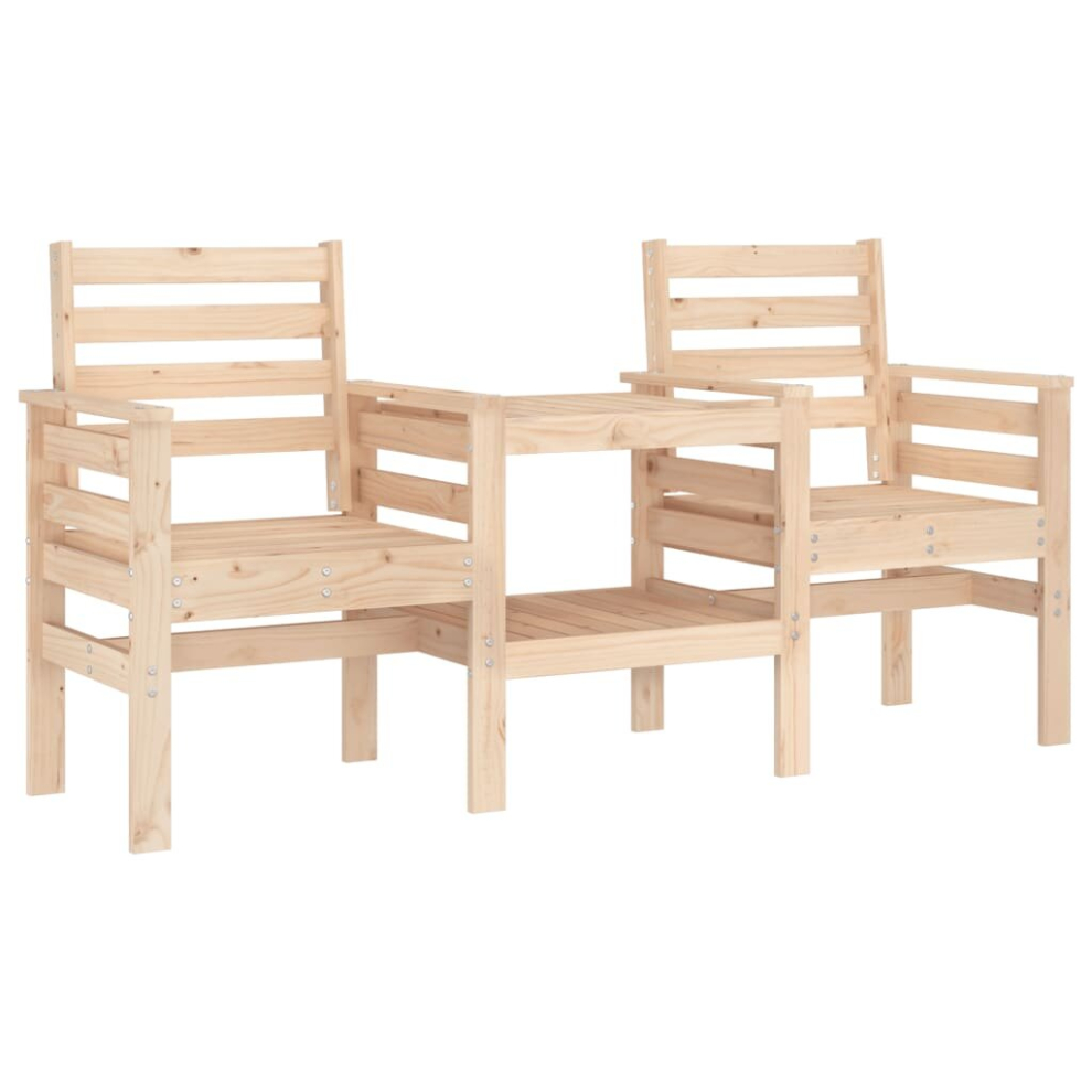 Vidaxl (Natural Pine) Garden Bench With Table Outdoor 2-Seater Bench Chair Solid Wood Pine