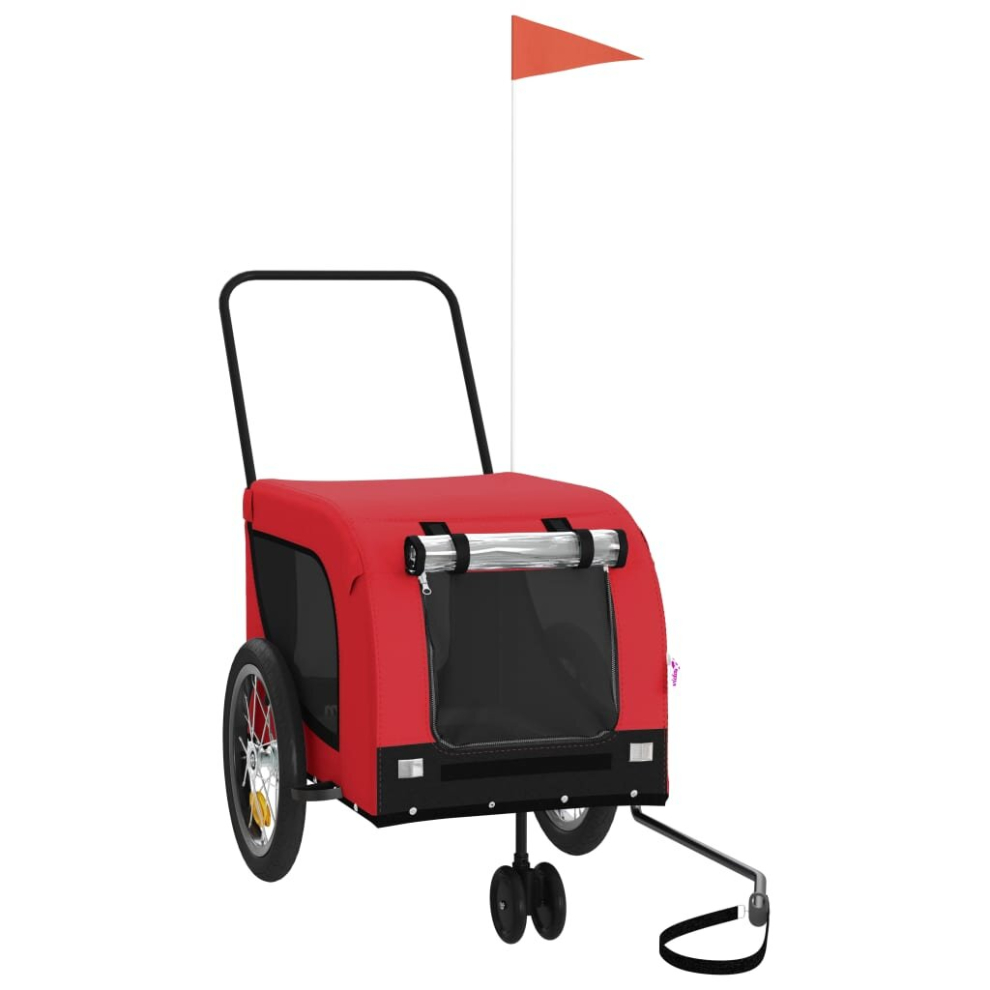 Vidaxl (Red And Black, 125 X 63 X 66 Cm) Dog Bike Trailer Bicycle Trailer Bike Carriage Oxford Fabric And Iron