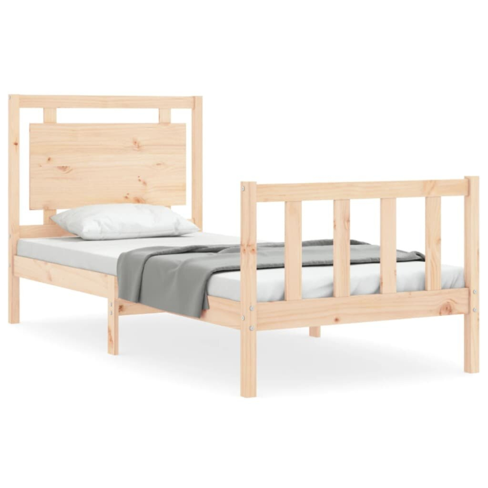 (100 x 200 cm) vidaXL Bed Frame Bed Base Wooden Platform Bed with Headboard Double Solid Wood