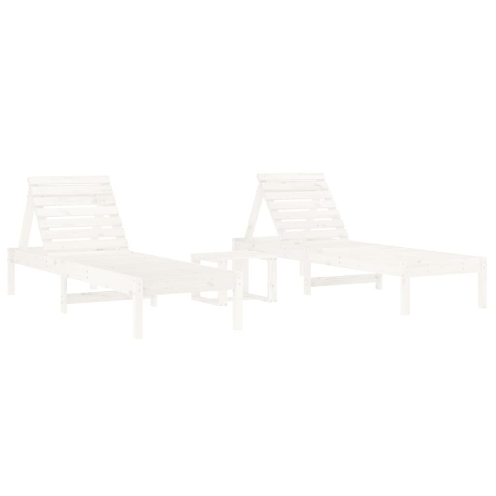 (white pine) vidaXL Sun Loungers with Table Sun Bed Chaise Longue 2 pcs Solid Wood Pine