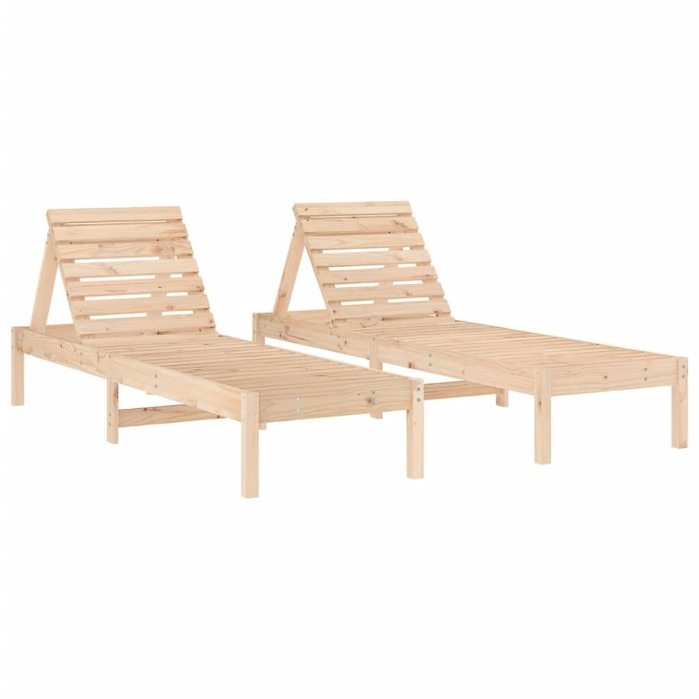 (natural pine, 2 pcs) vidaXL Sun Loungers Sun Bed Outdoor Lounge Bed Garden Day Bed Solid Wood Pine