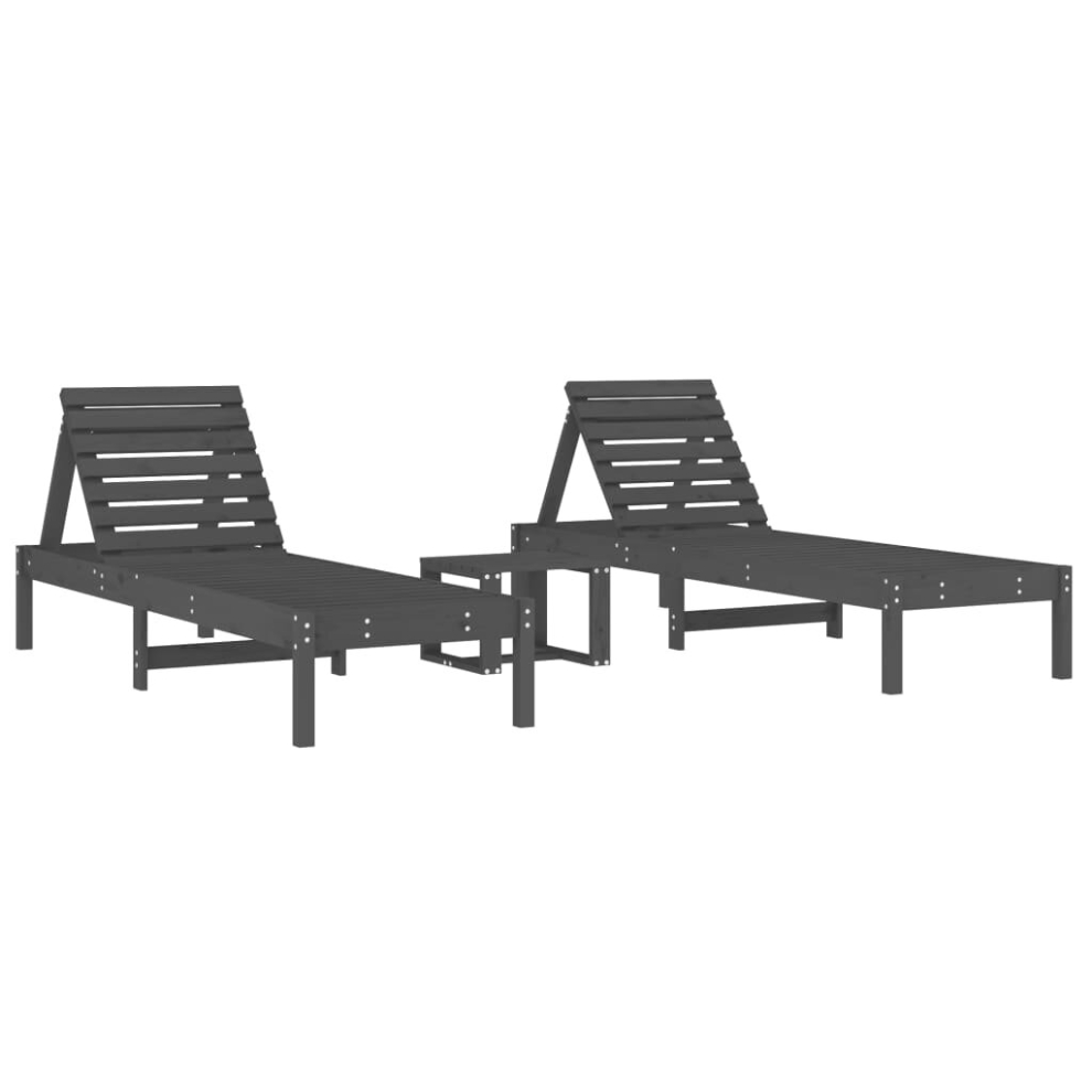 (grey pine) vidaXL Sun Loungers with Table Sun Bed Chaise Longue 2 pcs Solid Wood Pine