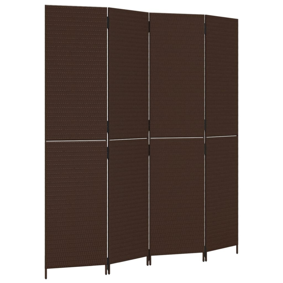 vidaXL Room Divider 4 Panels Privacy Screen Balcony Screen Brown Poly Rattan