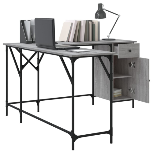 VidaXL (grey sonoma) vidaXL Desk Office Desk Computer Table Study Writing Table Engineered Wood 2