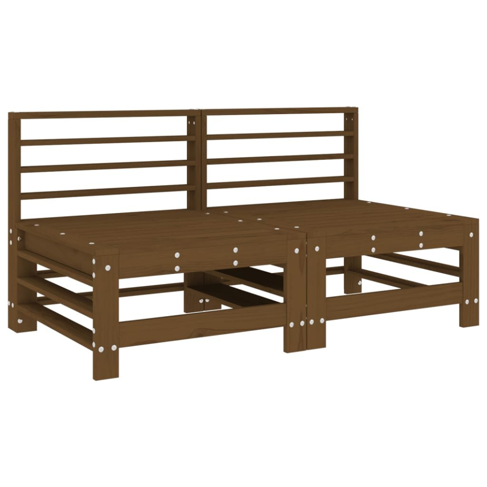 Vidaxl (Honey Brown Pine, Middle Sofa (2 Pcs)) Garden Middle Sofa Footrest Outdoor Sofa Coffee Table Solid Wood Pine