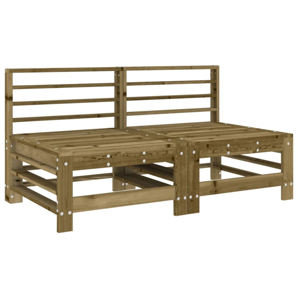 Vidaxl (Natural Impregnated, Middle Sofa (2 Pcs)) Garden Middle Sofa Footrest Outdoor Sofa Coffee Table Solid Wood Pine Brown