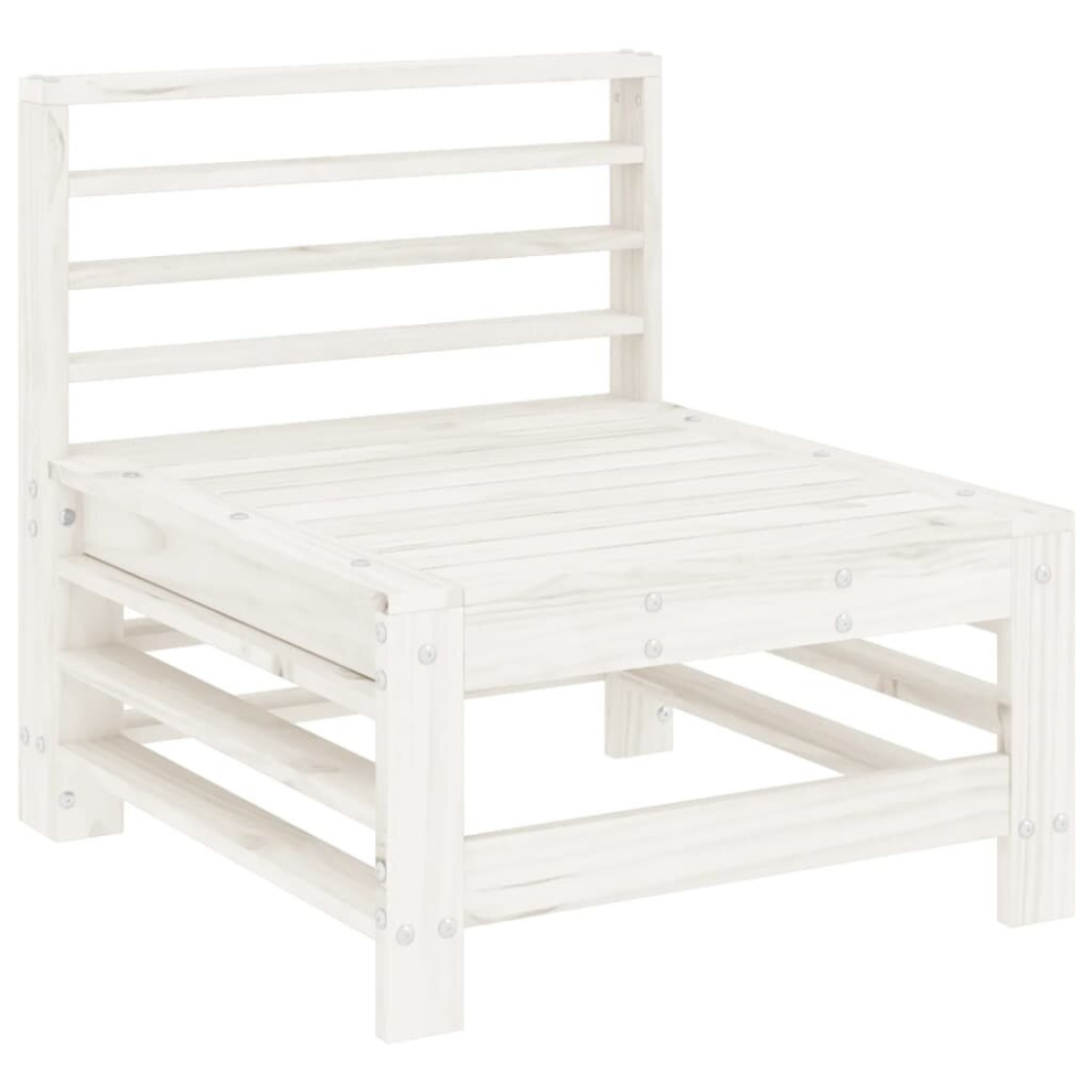 Vidaxl (White Pine, Middle Sofa) Garden Middle Sofa Footrest Outdoor Sofa Coffee Table Solid Wood Pine