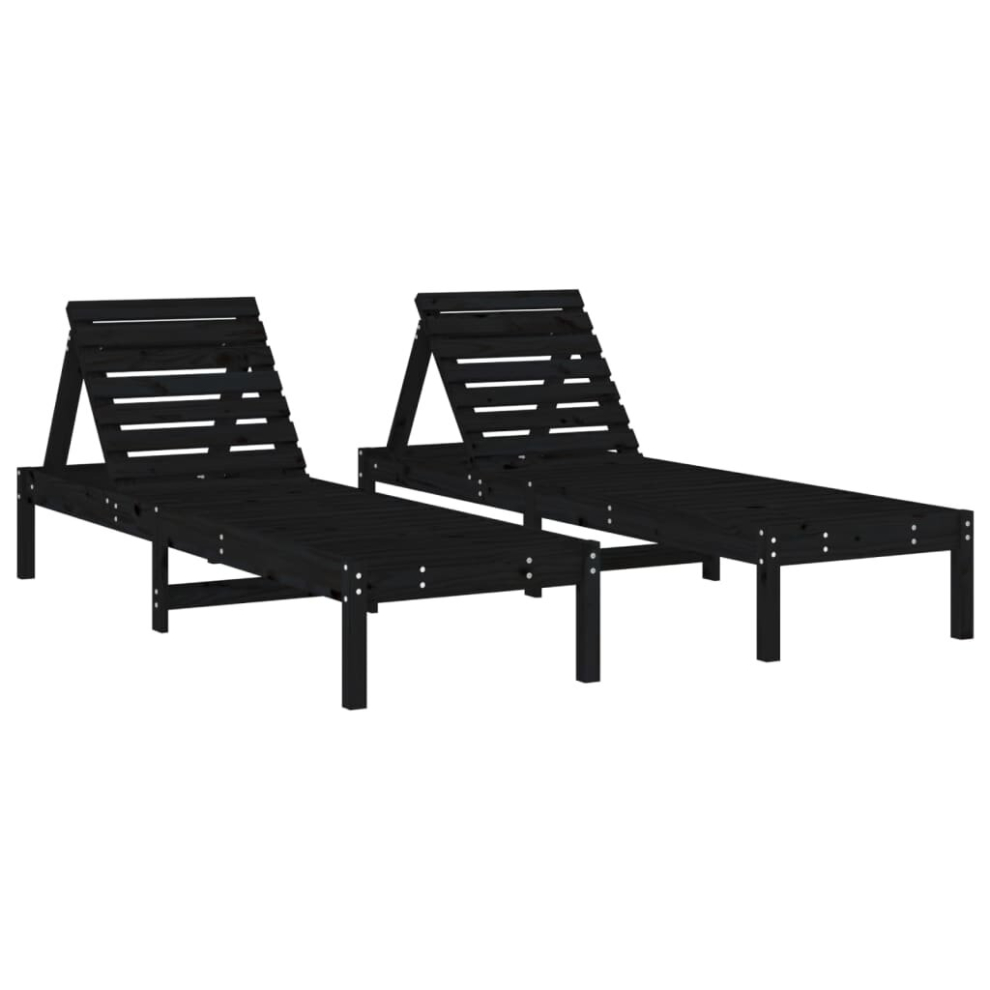 (black pine, 2 pcs) vidaXL Sun Loungers Sun Bed Outdoor Lounge Bed Garden Day Bed Solid Wood Pine