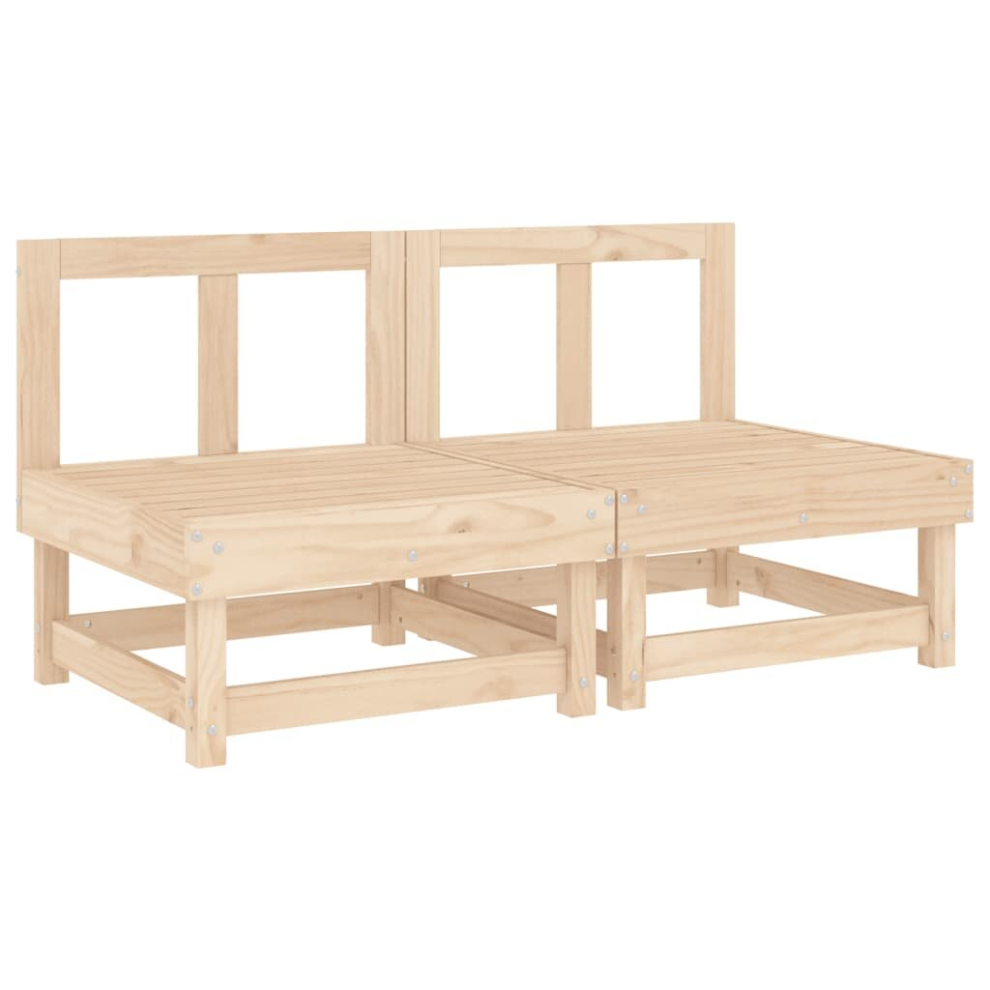 Vidaxl (Natural Pine, Middle Sofa (2 Pcs)) Garden Middle Sofa Footrest Outdoor Sofa Coffee Table Solid Wood Pine
