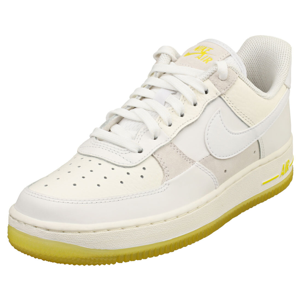 (6) Nike Air Force 1 07 Low Womens Fashion Trainers in White Yellow