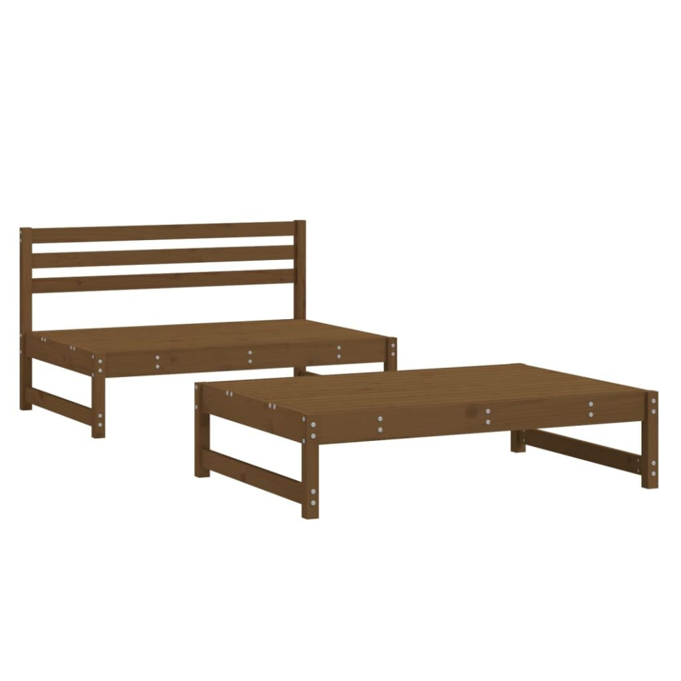 (honey brown pine, middle + footrest) vidaXL Garden Middle Sofa Footrest Outdoor Sofa Coffee Table Solid Wood Pine