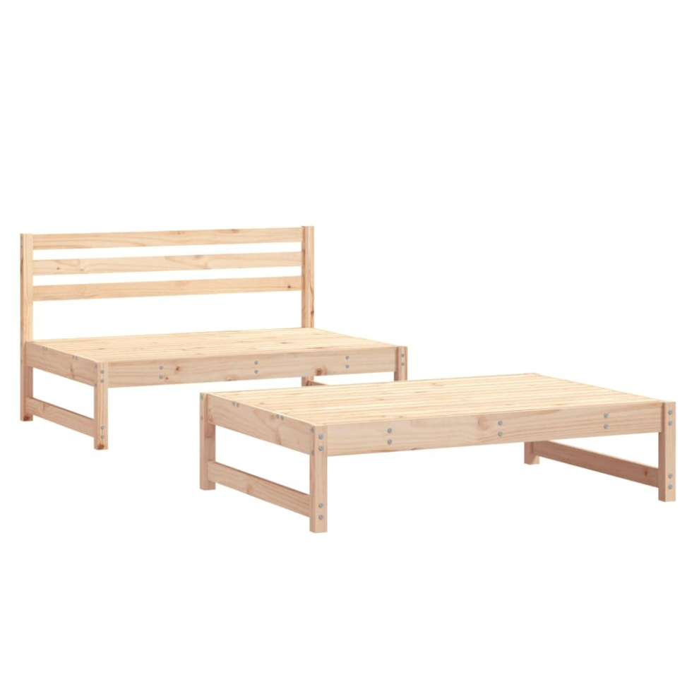 (natural pine, middle + footrest) vidaXL Garden Middle Sofa Footrest Outdoor Sofa Coffee Table Solid Wood Pine