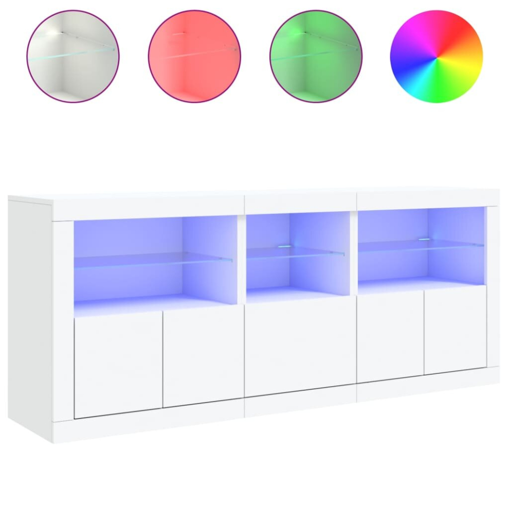Vidaxl (White) Sideboard With Led Lights Home Cupboard Storage Side Cabinet Highboard