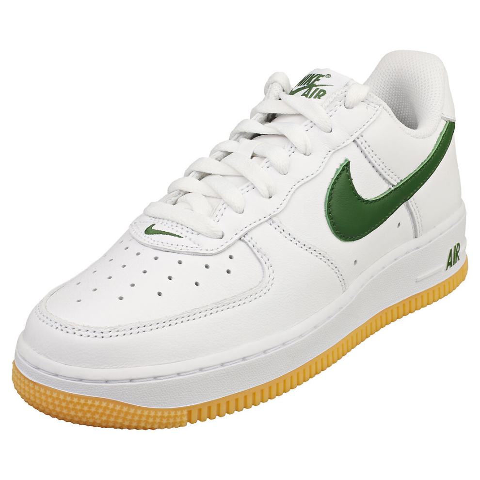 (3.5) Nike Air Force 1 Low Retro Qs Mens Fashion Trainers in White Green