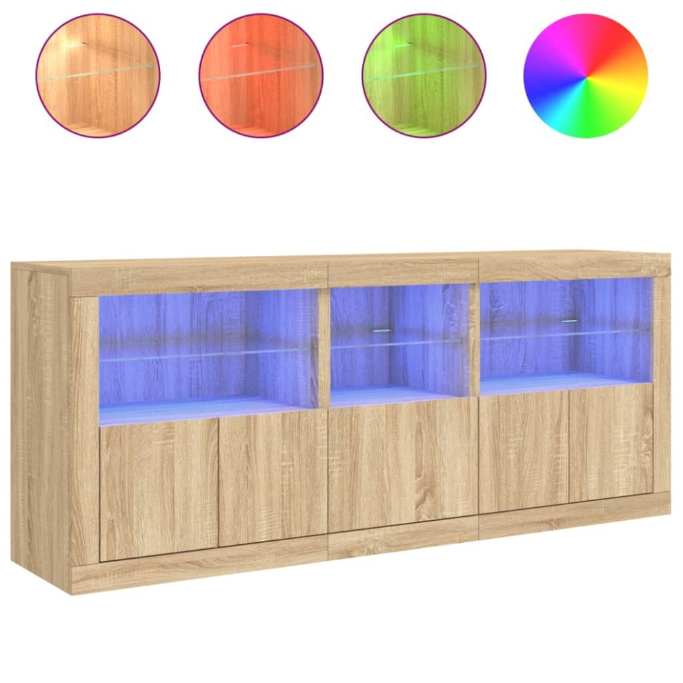 Vidaxl (Sonoma Oak) Sideboard With Led Lights Home Cupboard Storage Side Cabinet Highboard