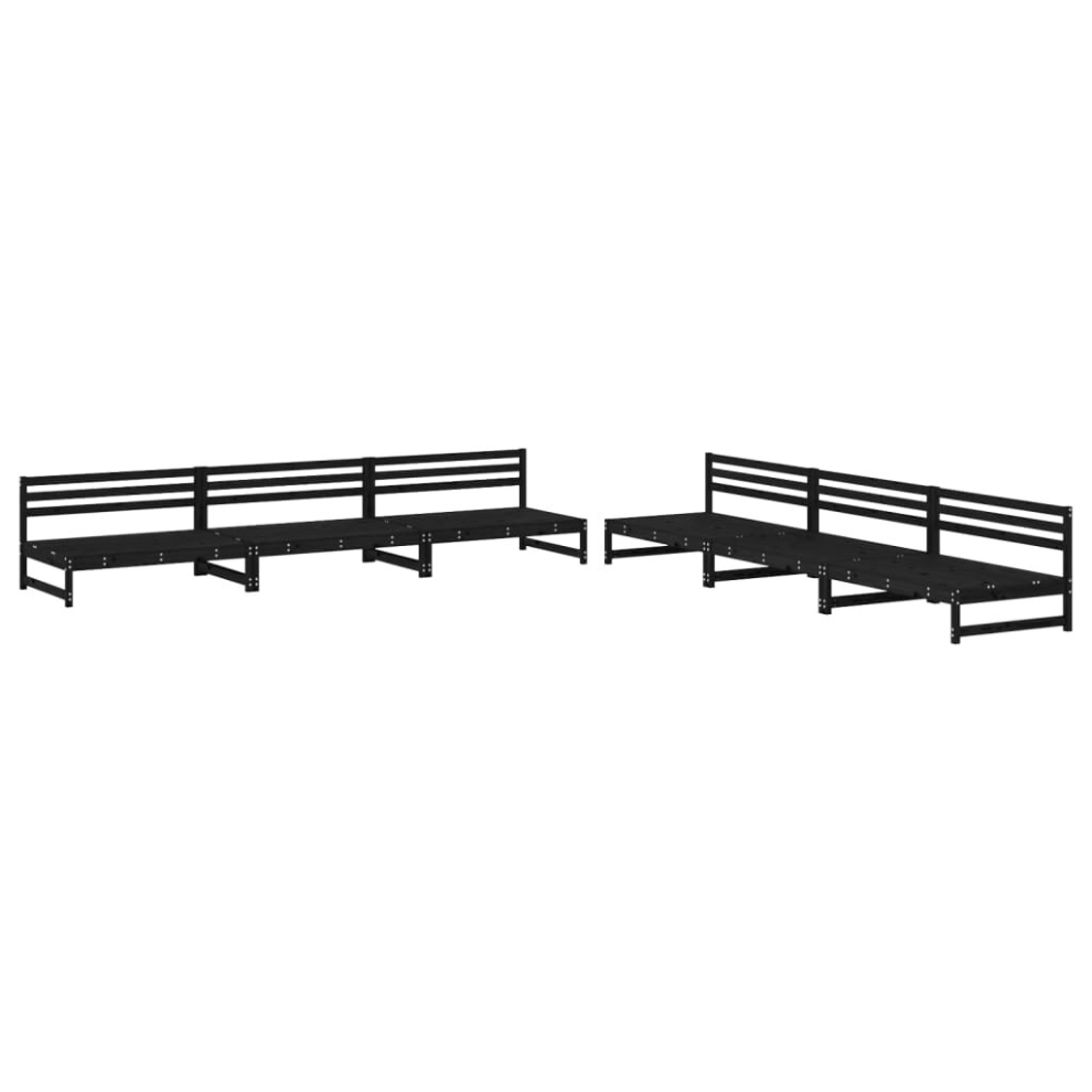 (black) vidaXL Garden Lounge Set Outdoor Modular Sofa Set 6 Piece Solid Wood Pine